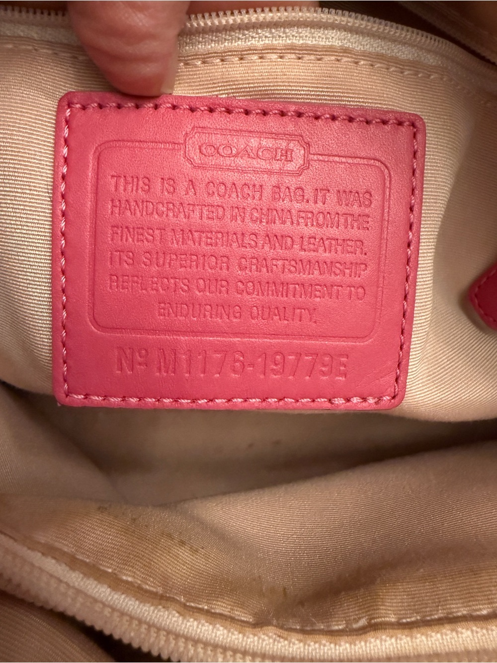 Coach Beige and Pink Signature Canvas Tote with Pink Leather Trim - Picture 7 of 9